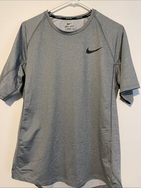 Nike Grey Short Sleeve Dri-FIT Athletic Tee with Black Swoosh
